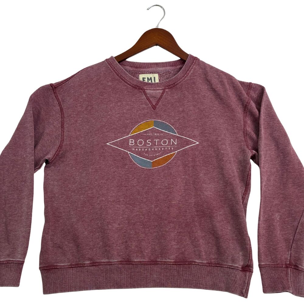 EMI Sportswear Boston Massachusetts Crewneck Sweatshirt Mens M Maroon Graphic